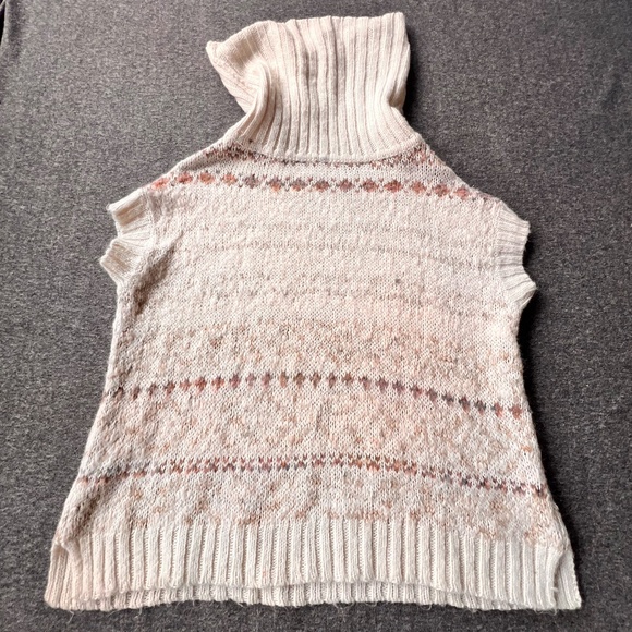 Free People Sleeveless Cowl Neck Tribal Knit Sweater XS Cream/Brown Western - Picture 5 of 9